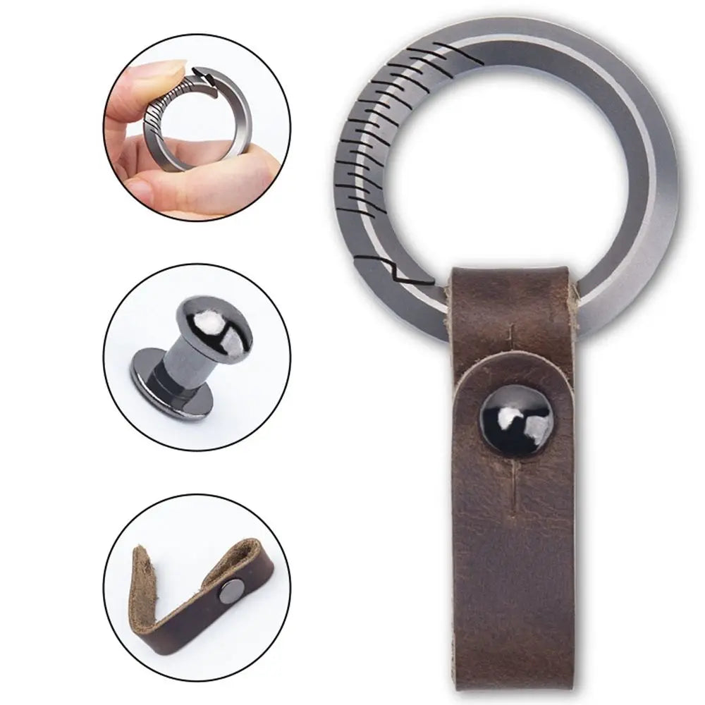 Titanium Alloy Flexure Key Loop with Leather Clasp
